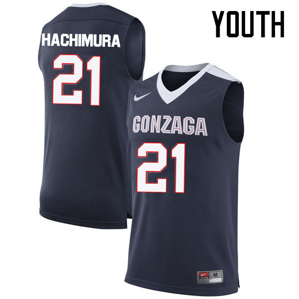 Youth #21 Rui Hachimura Gonzaga Bulldogs College Basketball Jerseys-Navy